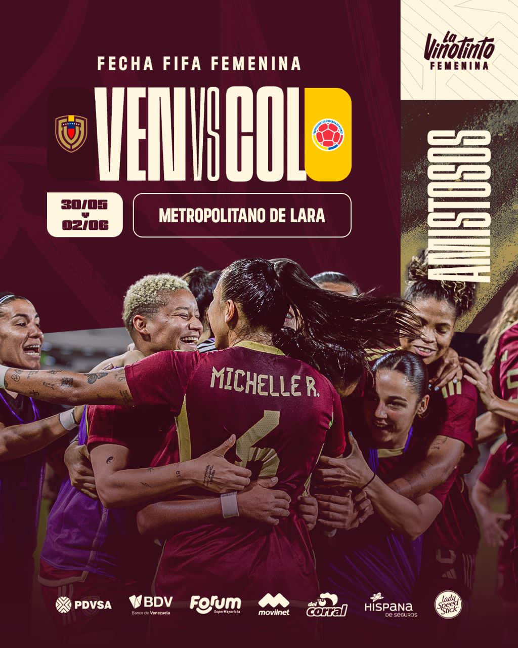 La Vinotinto Femenina jugará dos amistosos con Colombia en Barquisimeto