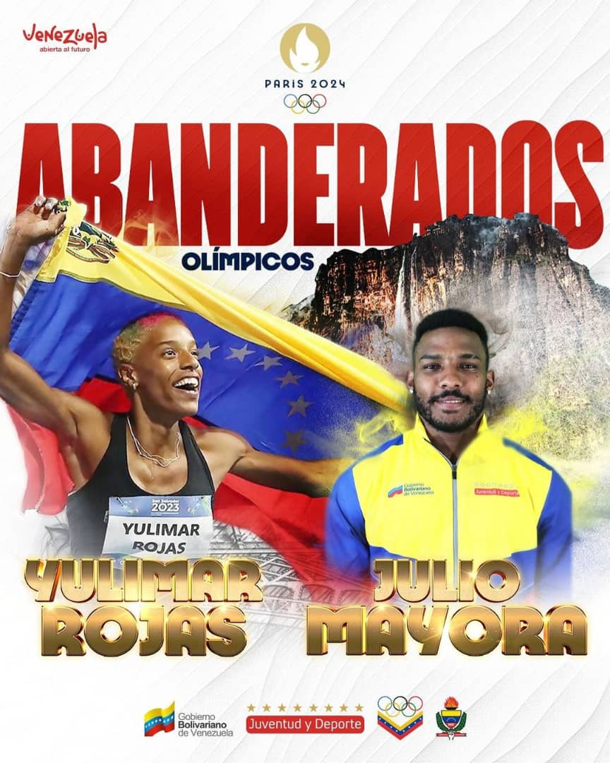 Yulimar Rojas y Julio Mayora portarán la bandera en París 2024